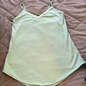 Buttery Soft Sage Green Lace Trim Cami Tunic